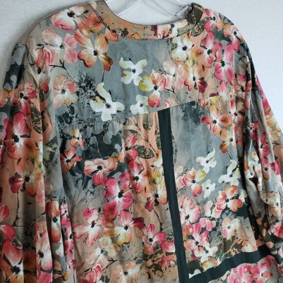 Tolani Collection 'ADELE' Blouse Top Floral Print Roll-Tab Sleeve Modal size XL - Picture 12 of 14